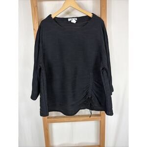 Moonlight USA Black Textured Tie Up Front Tunic Top #1380 Size XXL